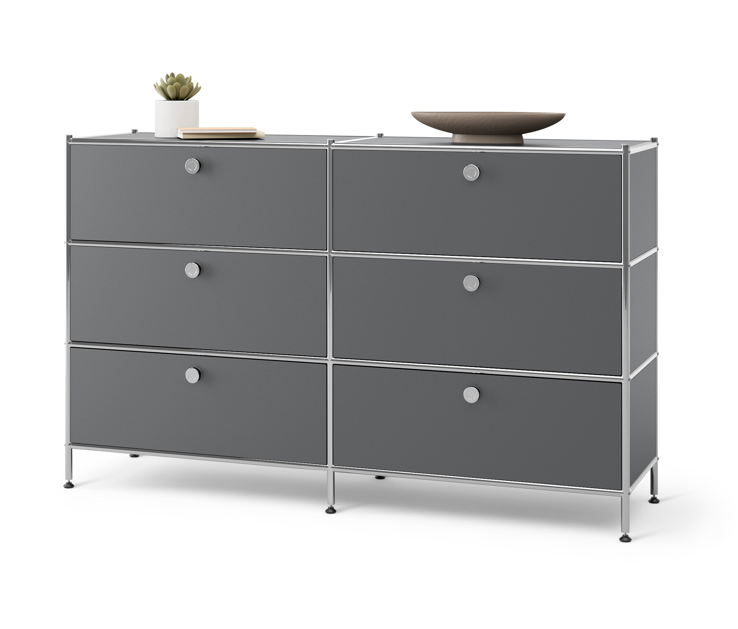 Graue Kommode Metall »CN3« mit 6 Schubladen.
