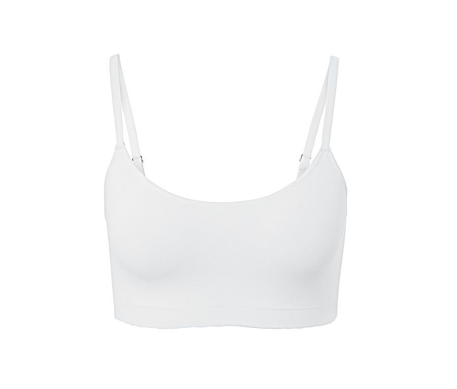 Weißes Seamless-Bustier mit Spitze.