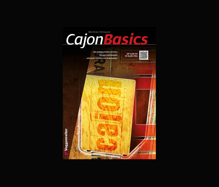 Buch "Cajon Basics" von Matthias Philipzen mit Voggenreiter VOLT Cool Cajon »Jamaica Rum« aus Holz.