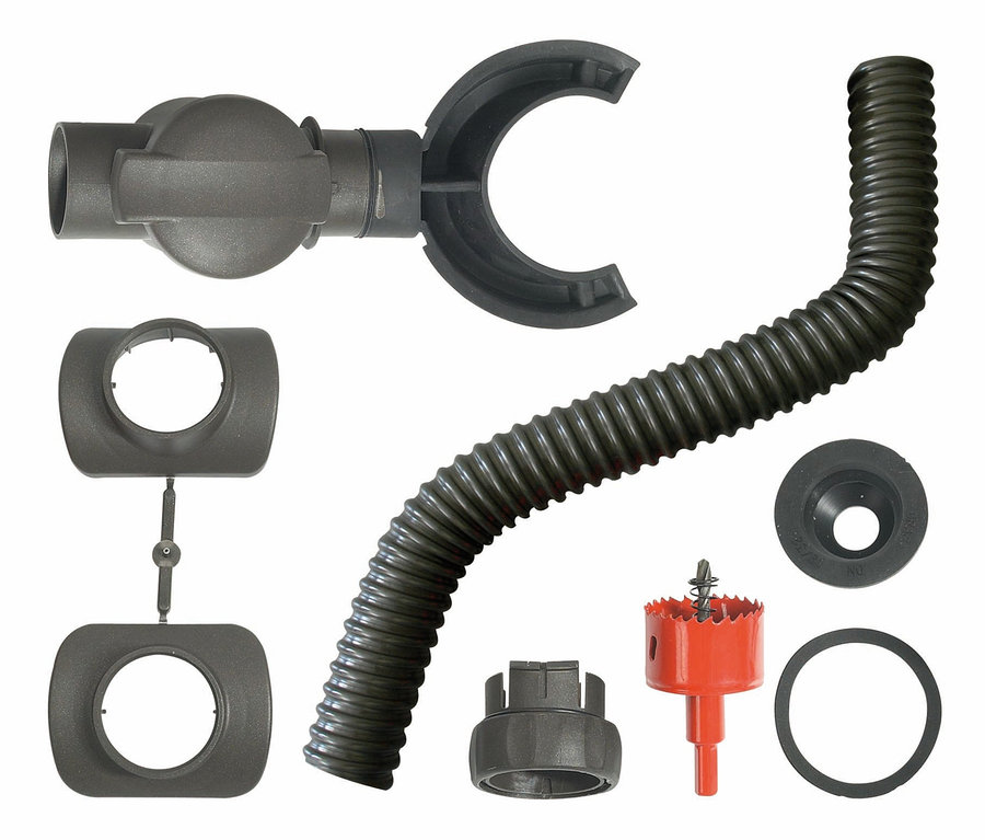 Teile des graphitgrauen und arktis-farbenen Garantia 2-in-1-Regentonne-Komplett-Sets, ca. 350 l.