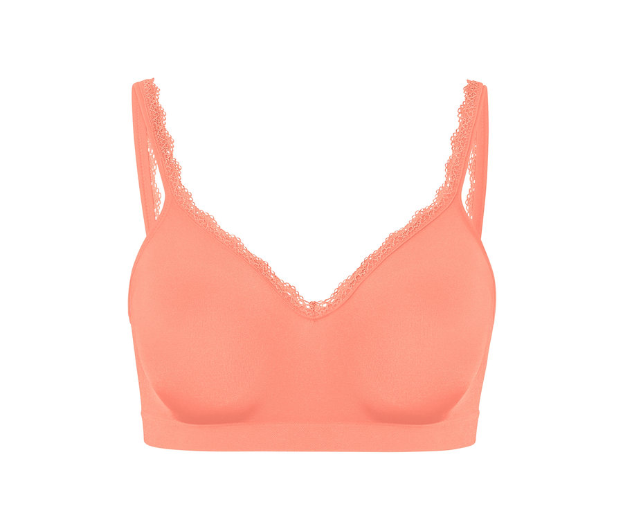 Detailansicht eines Seamless-Soft-BHs in Papaya.