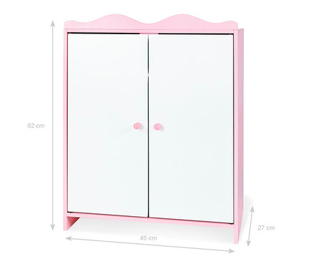 Rosa-weißer Pinolino Puppenschrank »Jasmin«, 4-teilig mit zwei Türen.