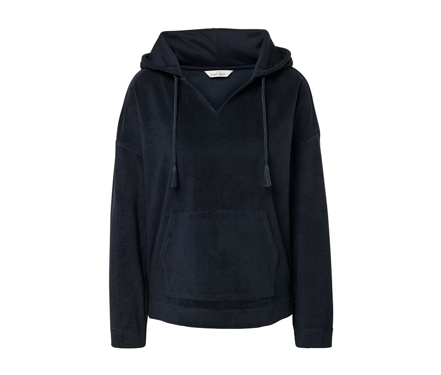 Dunkelblauer Frottee-Hoodie.