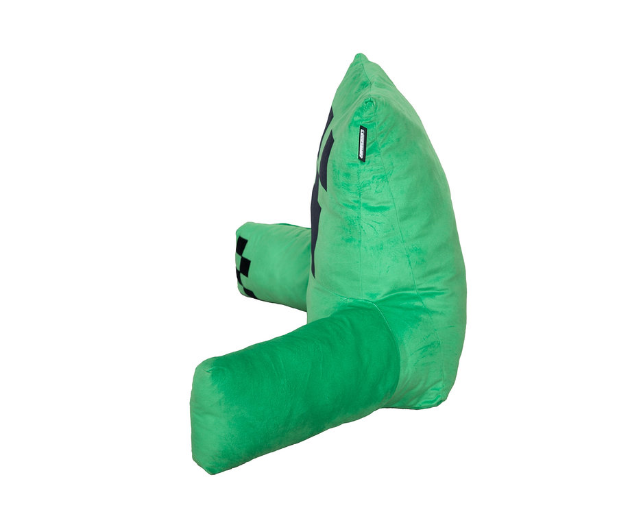 Grünes MINECRAFT Relaxkissen, Creeper, mit schwarzen Pixeln im Gesicht.