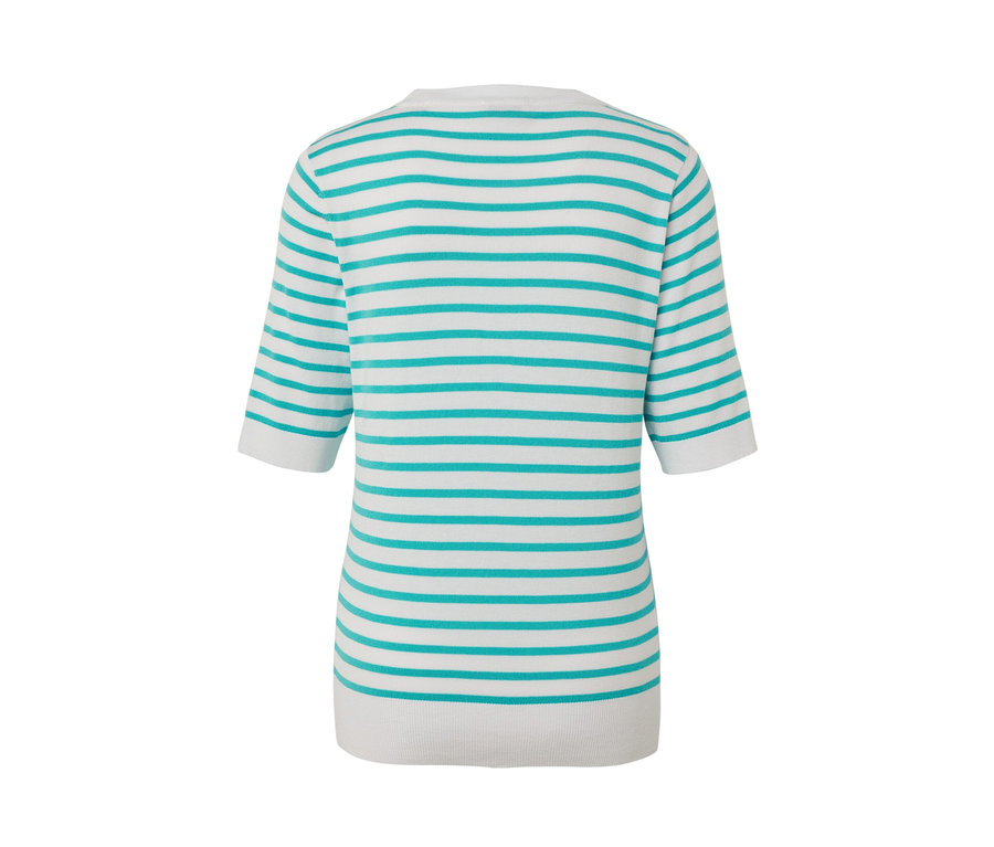 Gestreifter Feinstrickpullover, aqua.