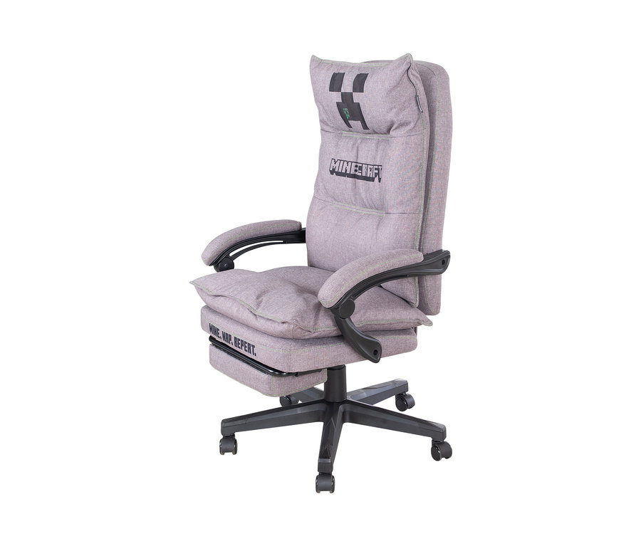 Grauer roba Minecraft Gaming-Stuhl mit schwarzem Fuß.