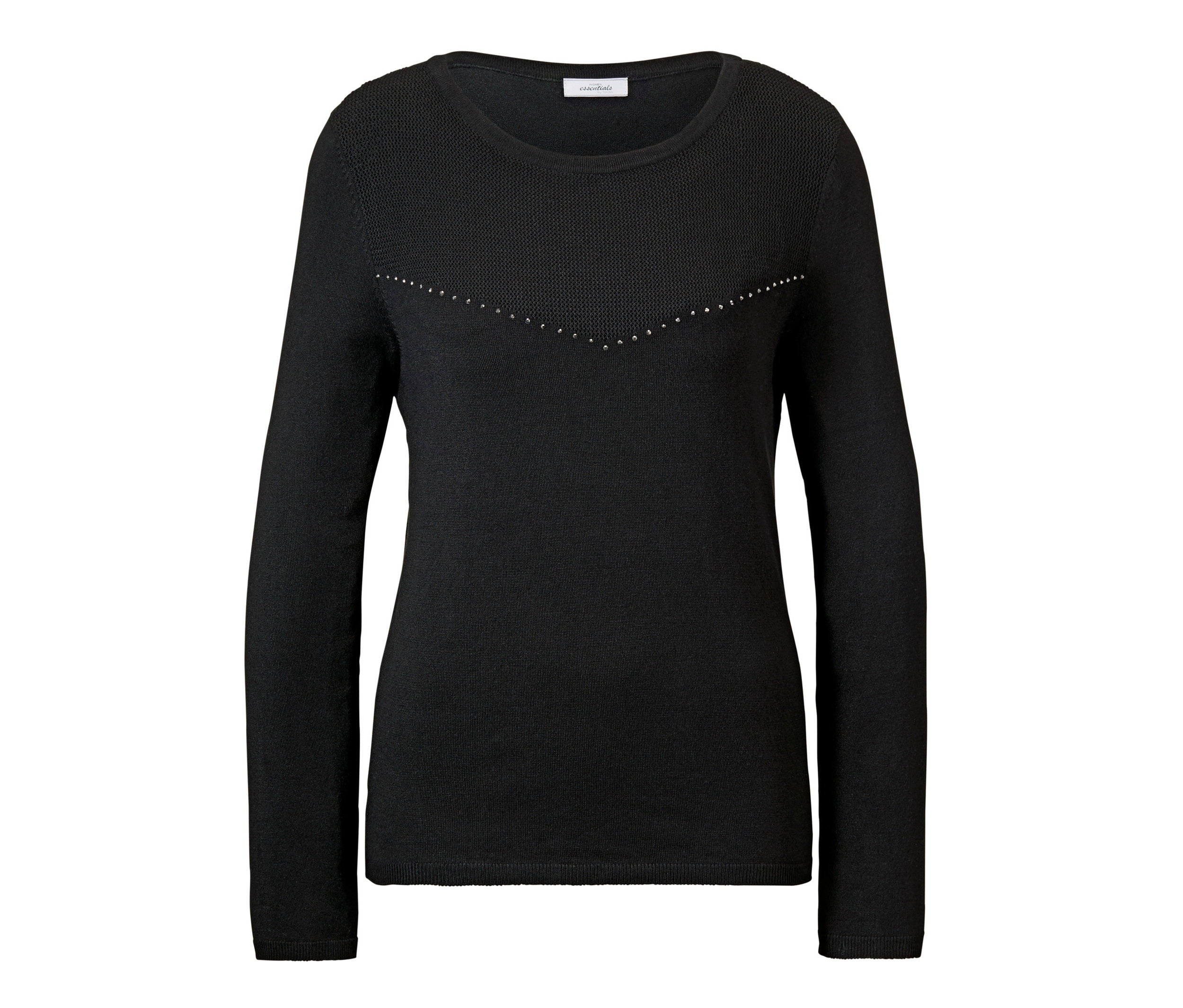 Schwarzer Feinstrick-Pullover.