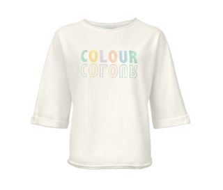 Cremefarben mit mehrfarbigem Print