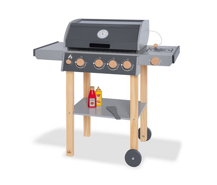 Grauer Pinolino Kindergrill »Jeff« mit Ketchup, Senf und Pfannenwender.