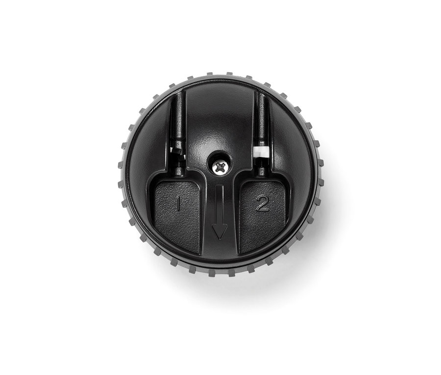 Draufsicht Detail eines schwarzen Messerschärfers.