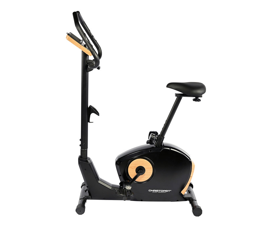 Schwarzer Heimtrainer Ergometer »ET 3.1« mit Holzdetails.