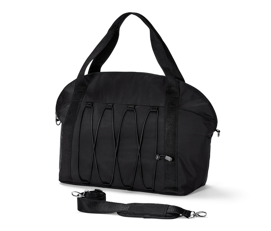 Schwarze Sporttasche.