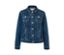Eine Jeansjacke in mittlerem Blau mit Knöpfen.