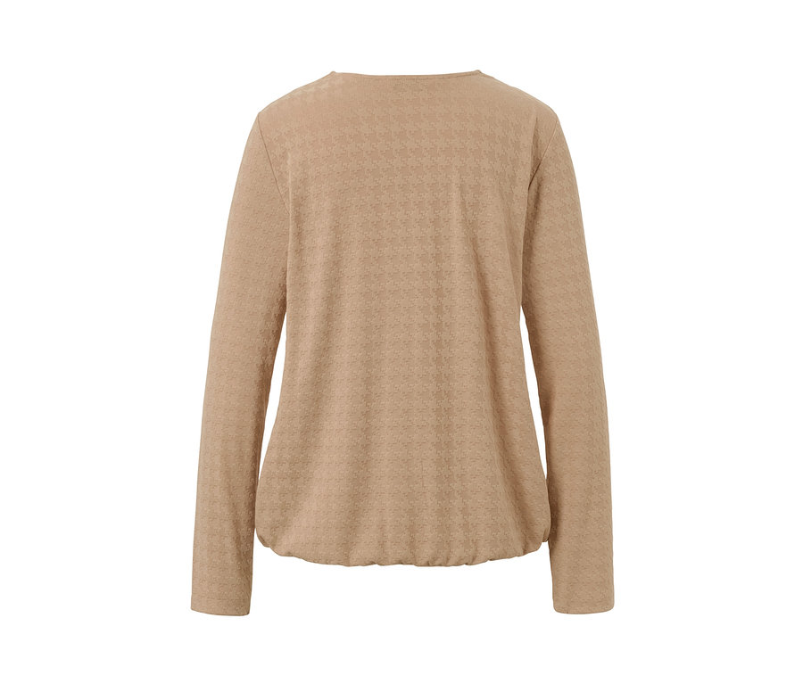 Strukturiertes Langarmshirt, camel von hinten.