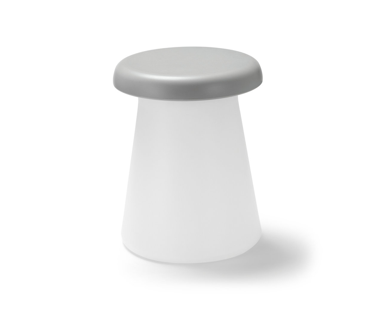 Weißer LED-Hocker mit Farbwechsel.