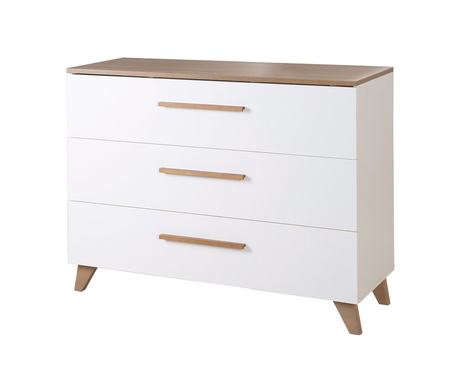 Weisse Kommode mit drei Schubladen und einer Holzplatte, genannt roba Wickelkommode »Ole»