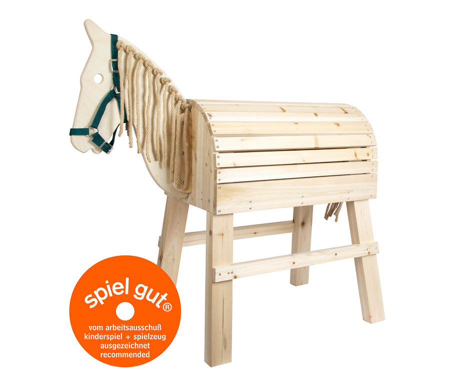 small foot Holzpferd, natur, mit Zaumzeug.