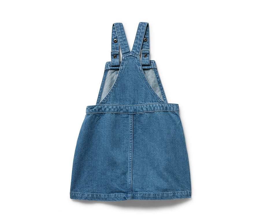 Blaues Jeans-Latzkleid.