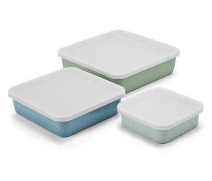 3 Emaille-Auflaufformen mit Deckel