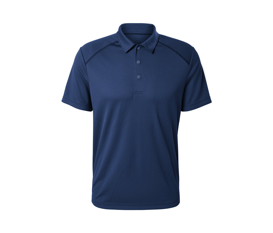 Blaues Funktions-Poloshirt.