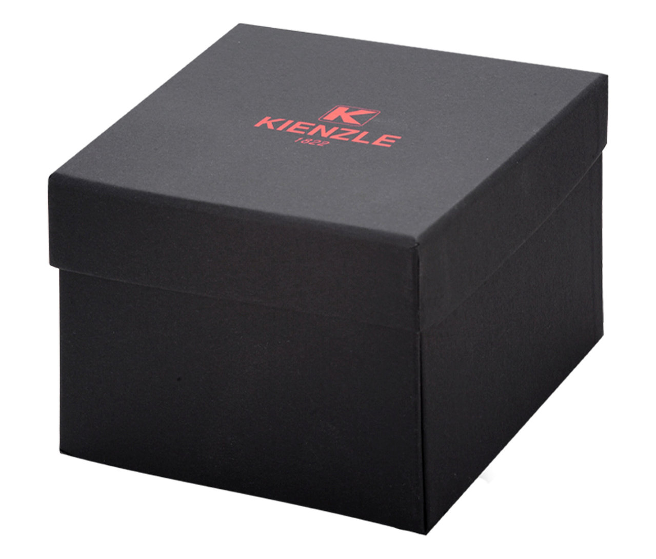 Nahaufnahme einer blauen Kienzle Uhr »Lady Elegance« in einer schwarzen Schachtel.