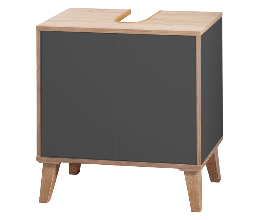 Roba Waschbeckenunterschrank »Morena« mit 2 Türen, basaltgrau und Artisan-Eiche.