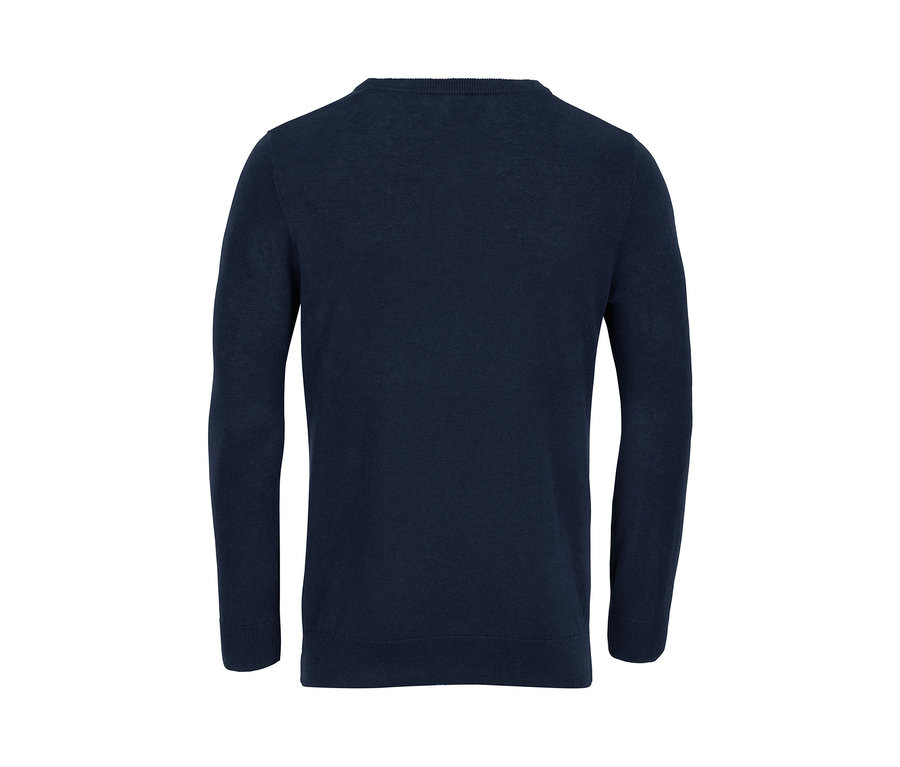 Marineblauer Leinen-Pullover.