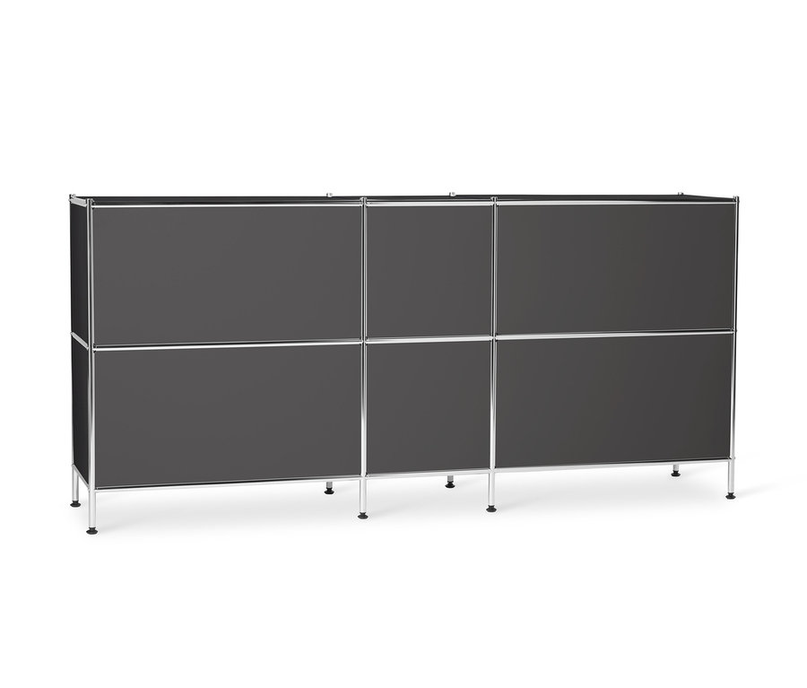 Graues Sideboard Metall »CN3« groß mit 6 Klappenfächern.