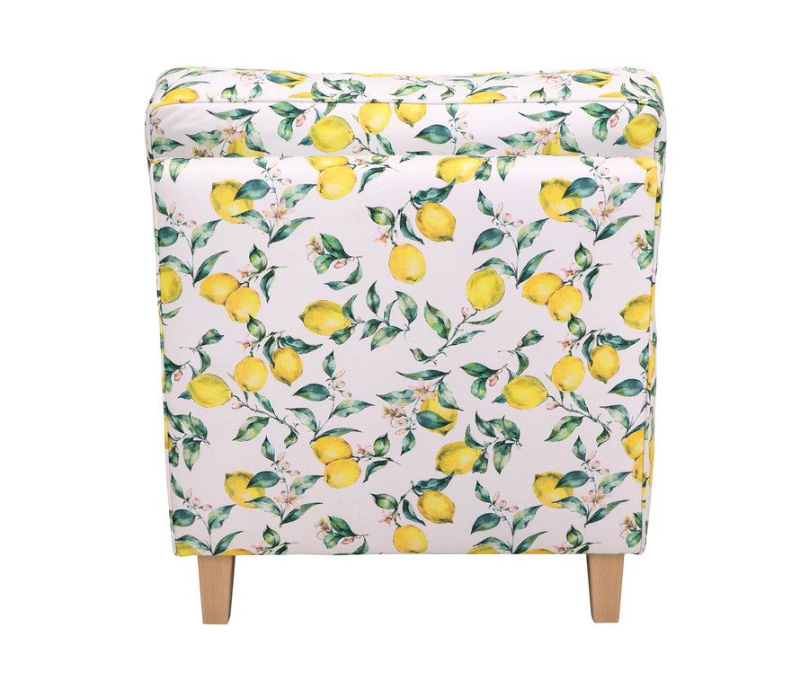 Detailansicht des Sessels »Penny« mit Zitronen-Print.