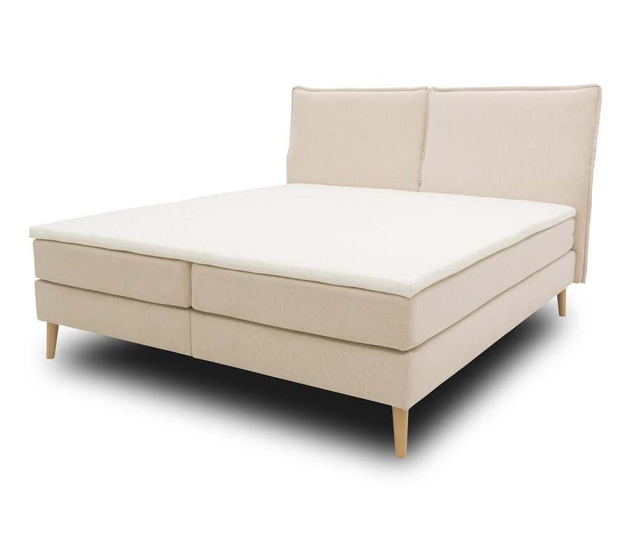 Beiges DOMO collection Boxspringbett mit Rückenfunktion, ca. 180 x 200 cm, inklusive Topper.