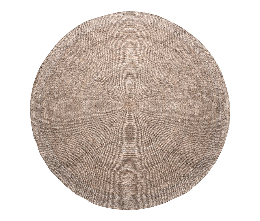 Detailansicht von oben des runden, naturfarbenen Woood Teppich »Utopia« 200 cm.