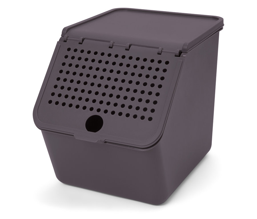 Lila Gemüse-Aufbewahrungskasten.