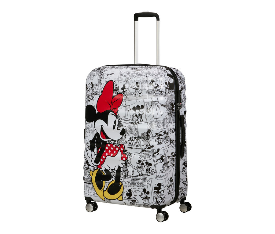 Grosser American Tourister Wavebreaker »Minnie Mouse« Koffer mit Comic-Minnie-Maus-Aufdruck.