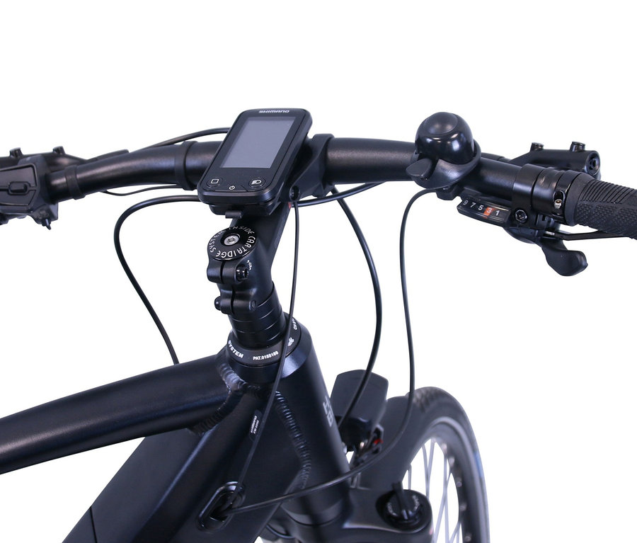 Detailaufnahme des Lenkers vom HAWK Bikes E-Bike Herren »eTrekking Integrated Gent STEPS«.