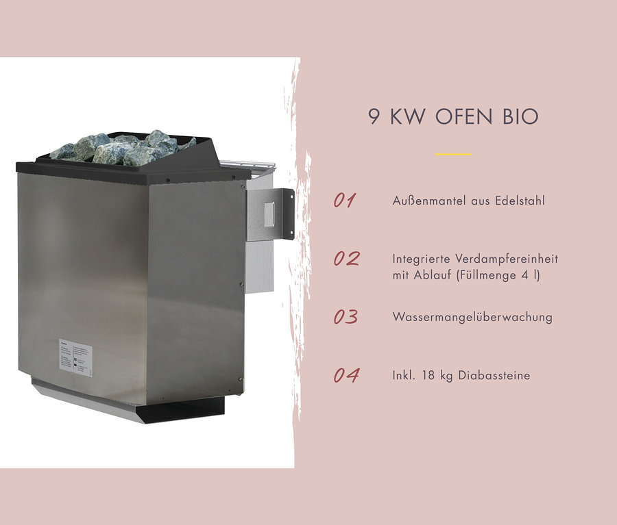 Abbildung des Karibu Fasssauna »Frieda 3« Ofens.