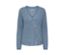 Hellblauer Grobstrick-Cardigan mit Knöpfen.