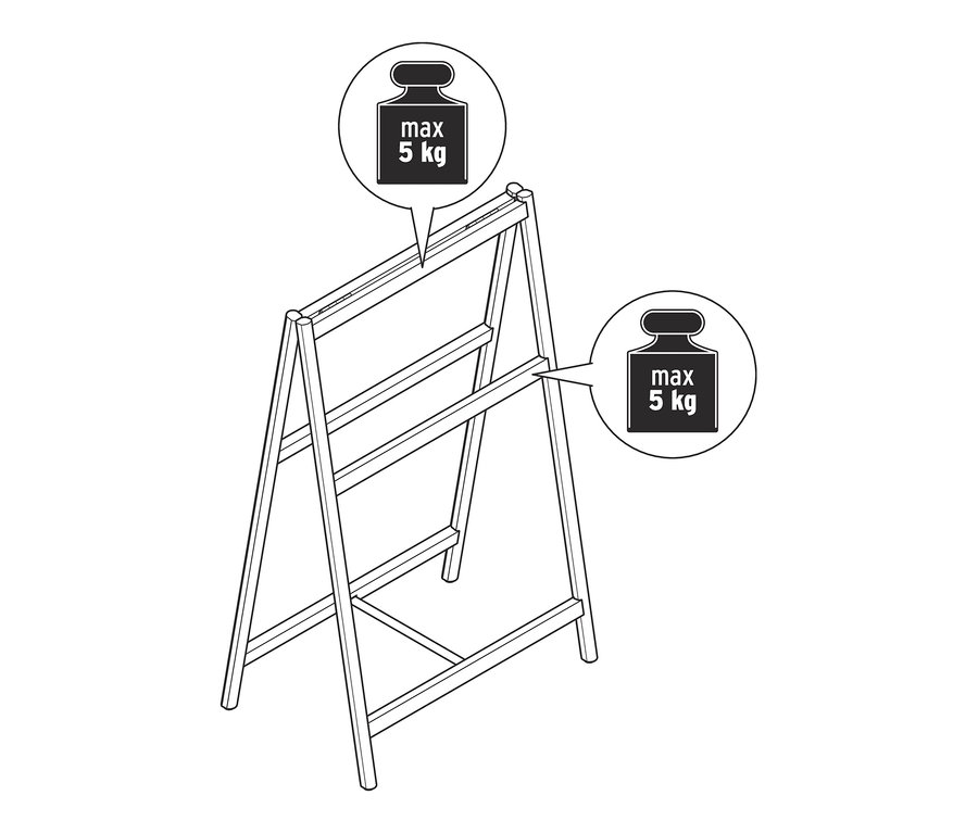 Skizze eines Handtuchständers aus Massivholz.