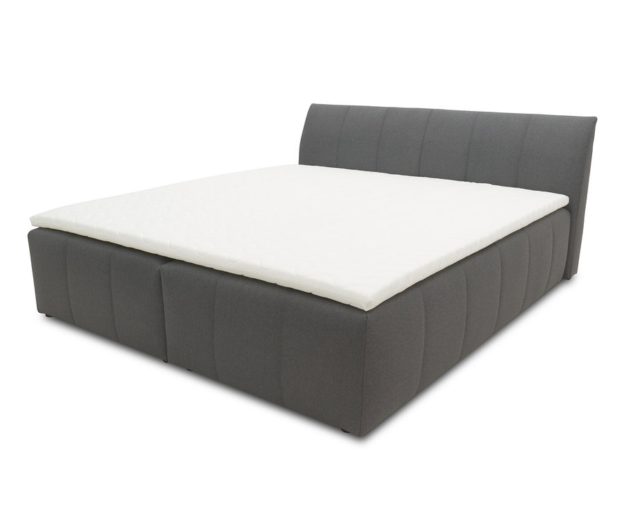 Graues DOMO collection Boxspringbett 180 x 200 cm inklusive Topper.