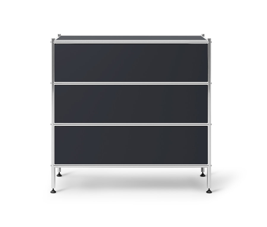 Schwarze Kommode Metall »CN3« mit 3 Schubladen.