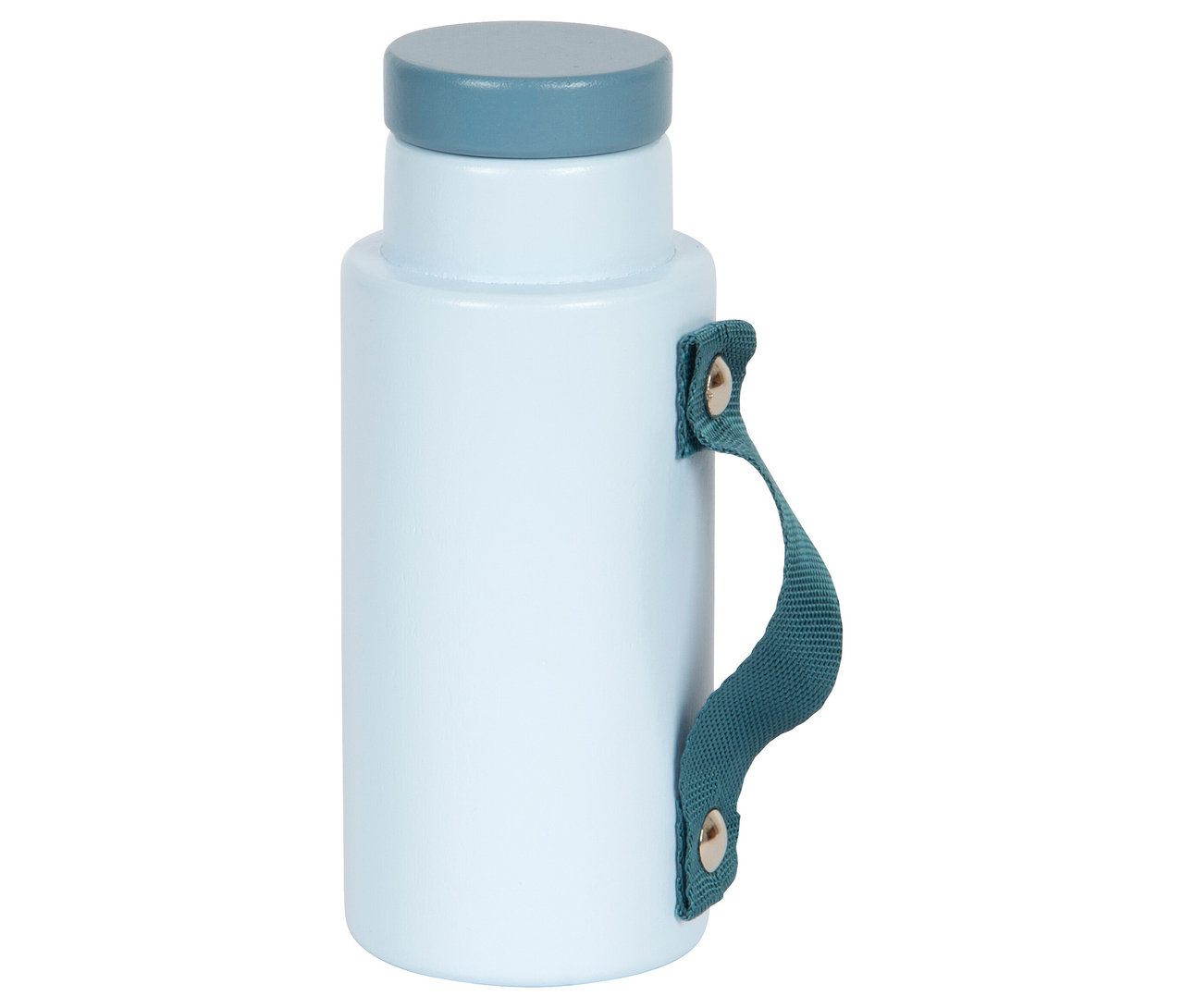 Blaue Flasche mit Henkel.