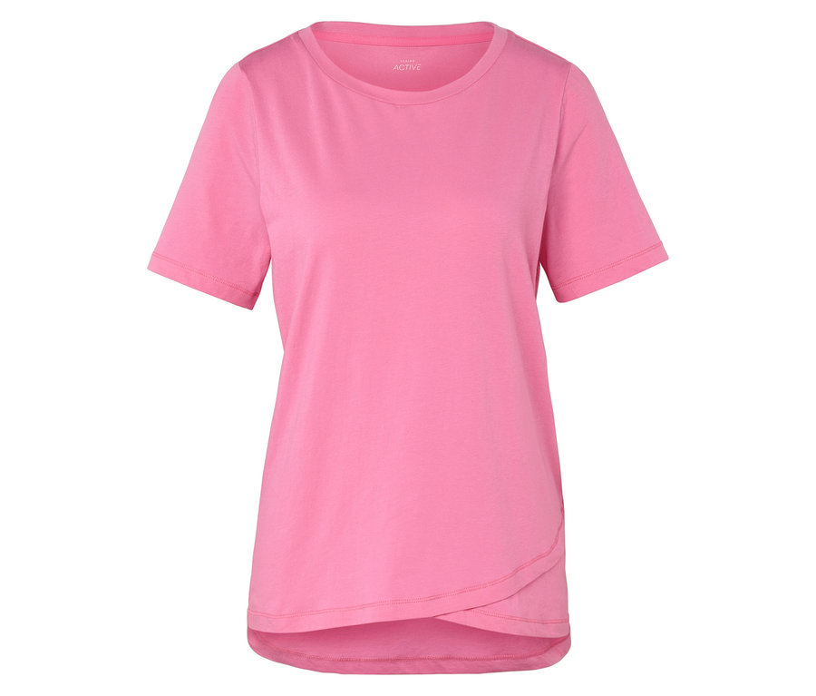 Rosa T-Shirt mit kurzen Ärmeln.
