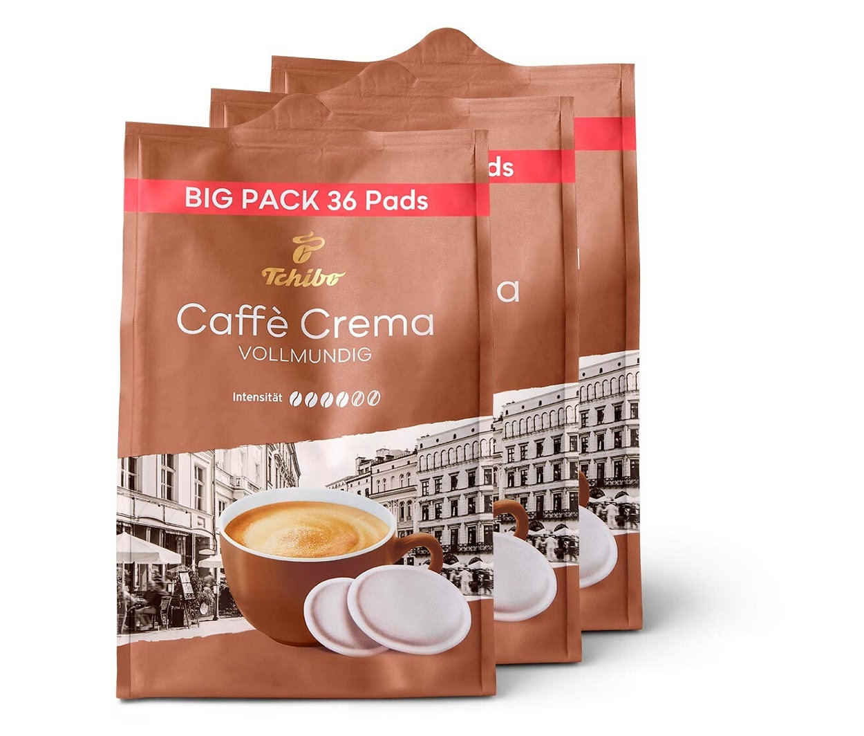 Drei Packungen Caffè Crema Vollmundig - 3x36 Pads Kaffeepads.