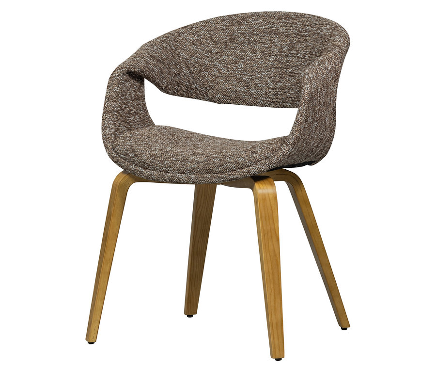 Brauner WOOOD Esszimmerstuhl »Yossi« mit naturfarbenem Holzfuß.