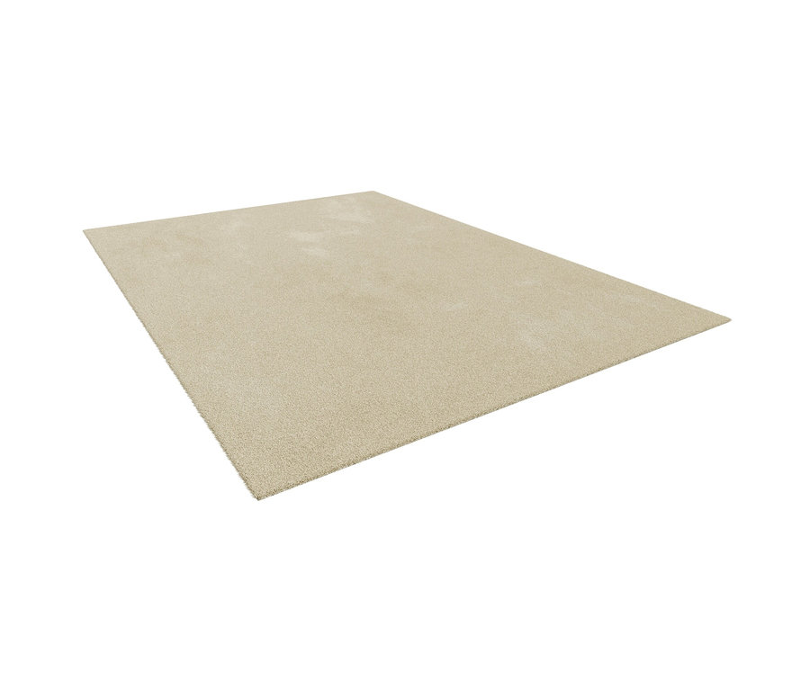 Ein beiger Teppich »Mellow« liegt auf einem weißen Hintergrund.