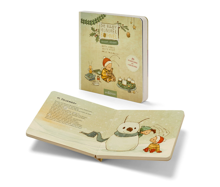 Zwei Bücher mit Illustrationen. Das obere Buch ist »Die Baby-Hummel Bommel ‒ Advent, Advent«.