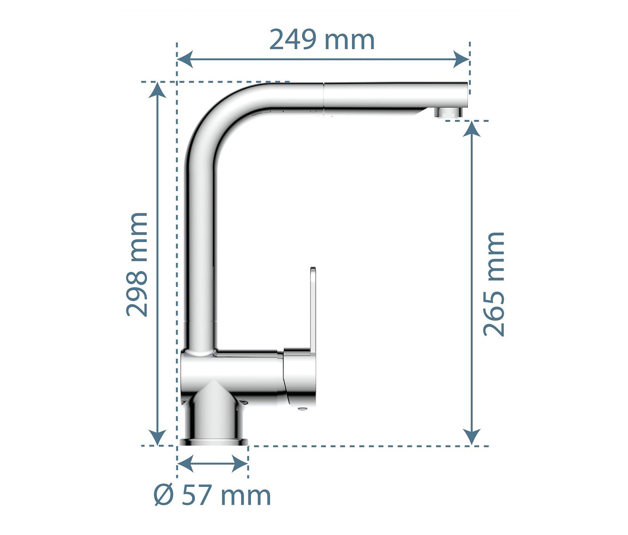 Abmessungen der Spültischarmatur »London«.