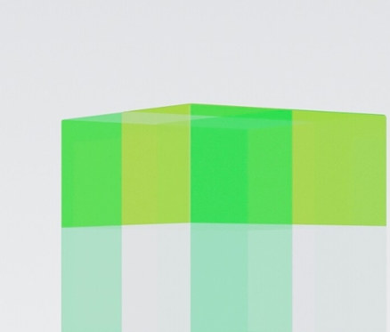 Drei Minecraft LED Dekoleuchten, Fackeln, gelb, grün und blau.