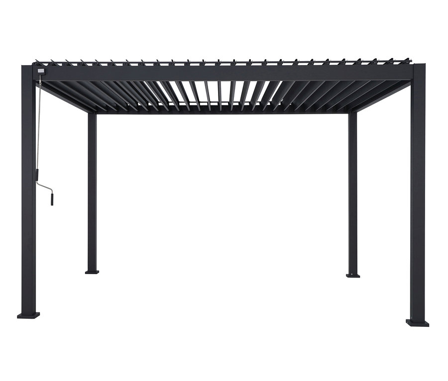 Leco Premium Pergola, 3 x 4 m, inkl. 2 Seitenwänden, anthrazit.