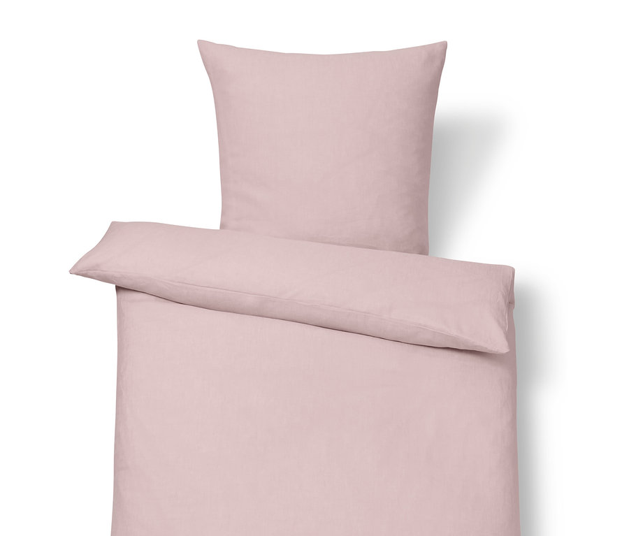 Rosafarbene Leinen-Bettwäsche, Normalgröße.