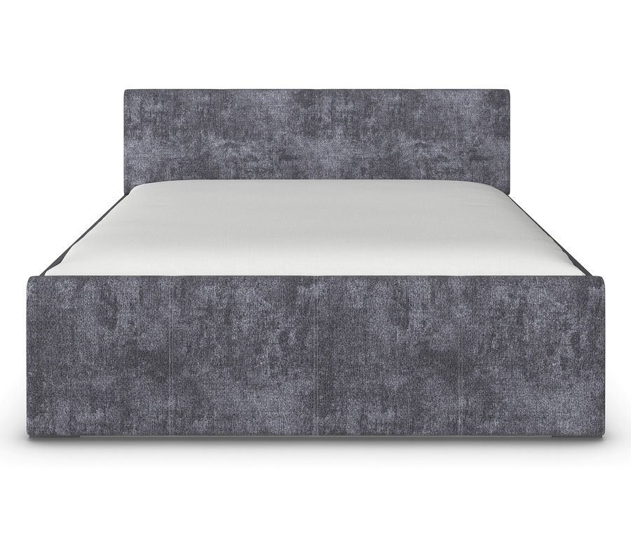 Frontansicht des graumetallicfarbenen rauch Bettes »Holga« mit weißer Matratze.